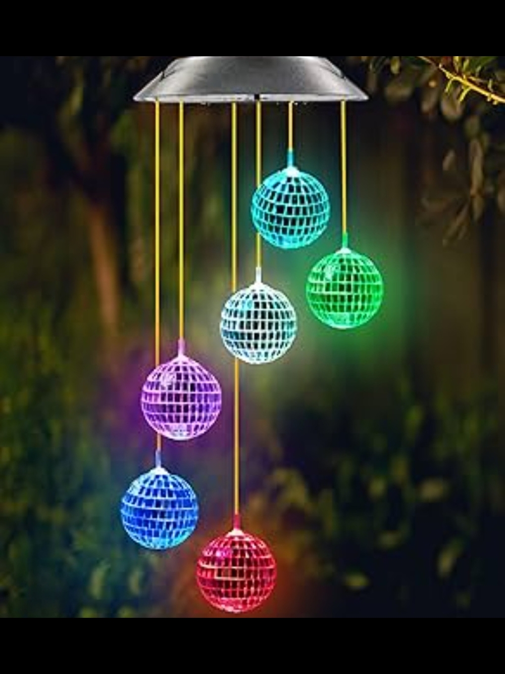 Solar LED Hanging Disco Ball String Lights - Multicolor
